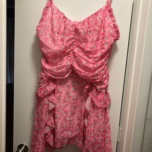 Fashion Nova Pink Floral Midi Dress